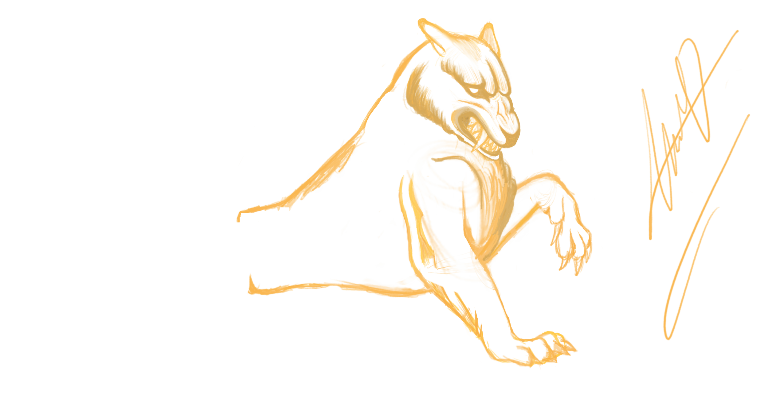 Original golden line-art drawing of a tiger head on a transparent background.