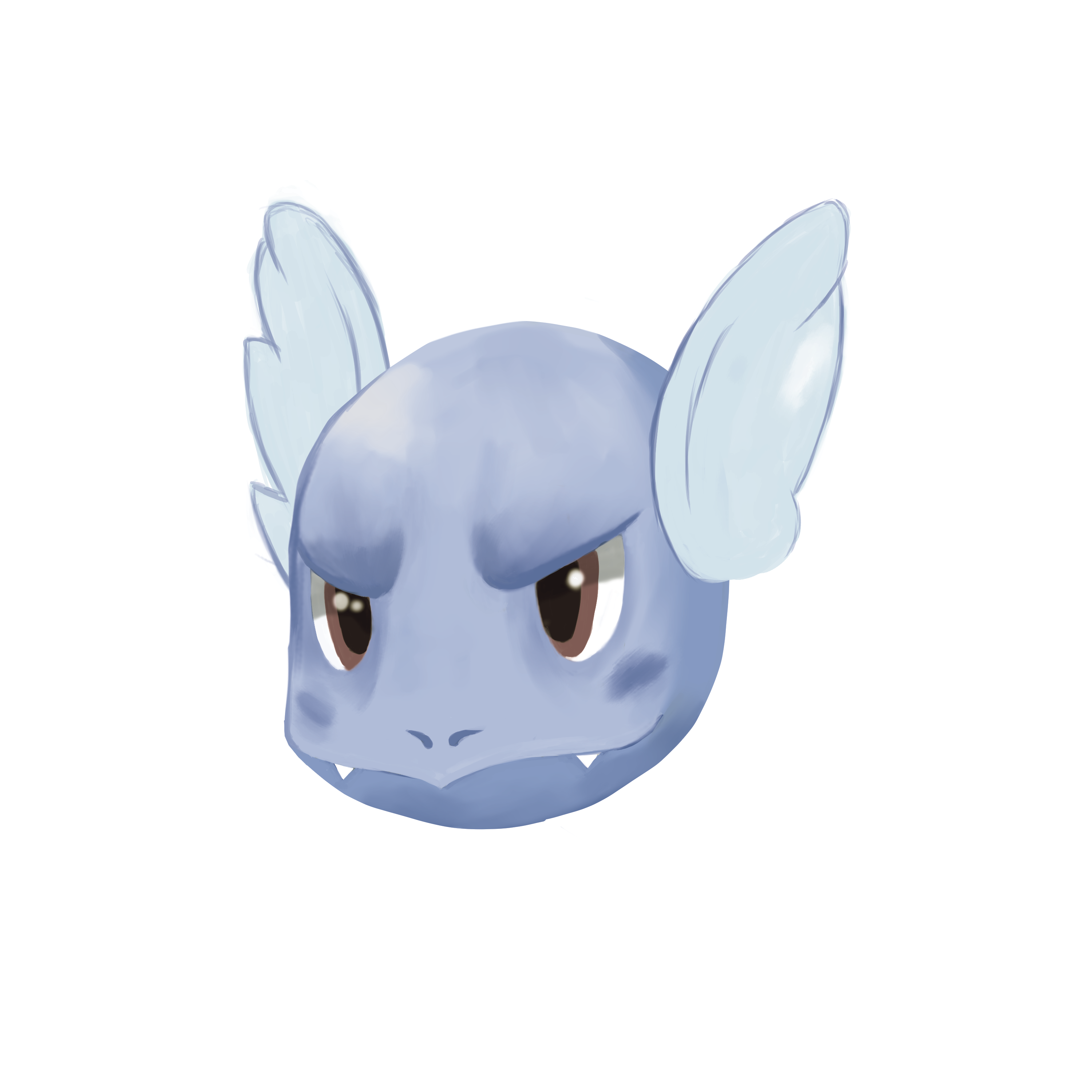 Original digital drawing of Wartortle with blue ears and determined eyes.